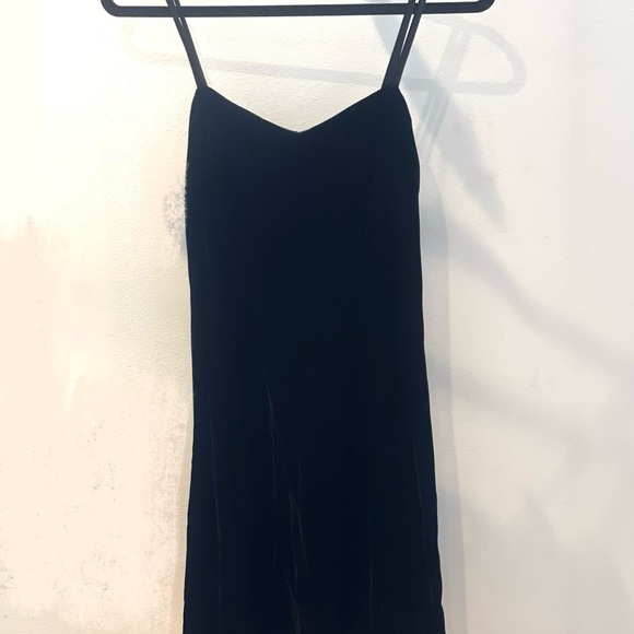 Vintage Velvet Le Chateau Black Lace-Up Mini Flate Dress Like New - Picture 2 of 6